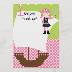 Customizable Girl Pirate Ship Thank You Card