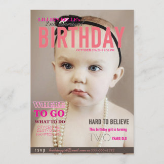 Customizable Girl's Birthday Invite Magazine Cover