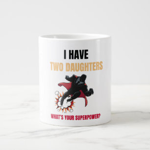 Customizable Girls Dad Two Daughters Superhero Giant Coffee Mug