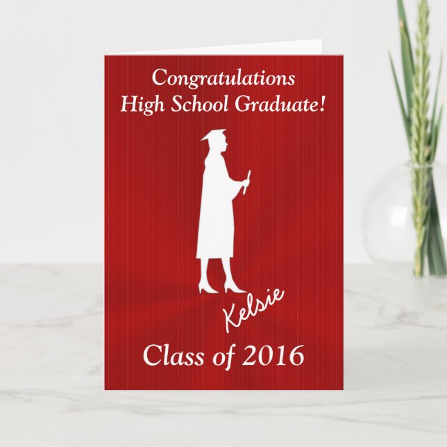 Customizable Girls High School Graduation Cards (Front)