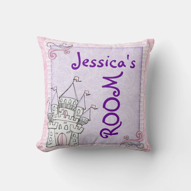 Customizable girls room fairytale castle pillow (Front)