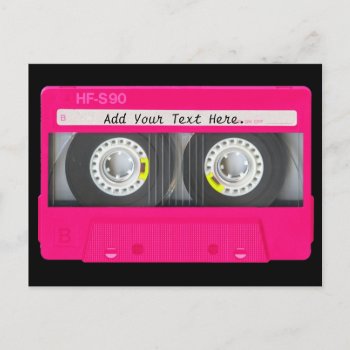 Customizable Girly Pink Cassette Tape Postcard by ChicPink at Zazzle