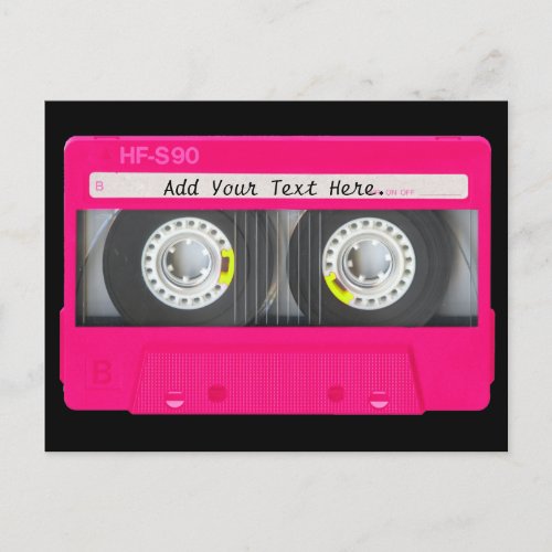 Customizable Girly Pink Cassette Tape Postcard
