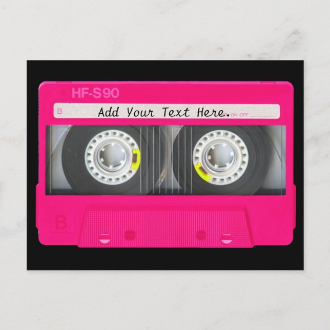 Customizable Girly Pink Cassette Tape Postcard (Front)
