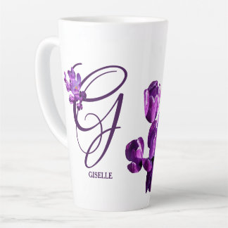 Customizable Giselle name pretty purple floral  Latte Mug