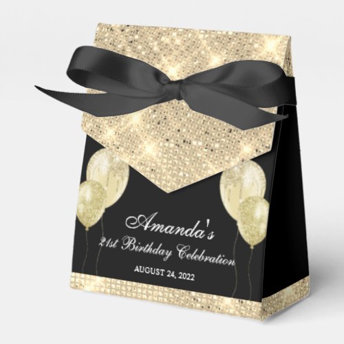 Customizable Glam Black and Gold Favor Boxes