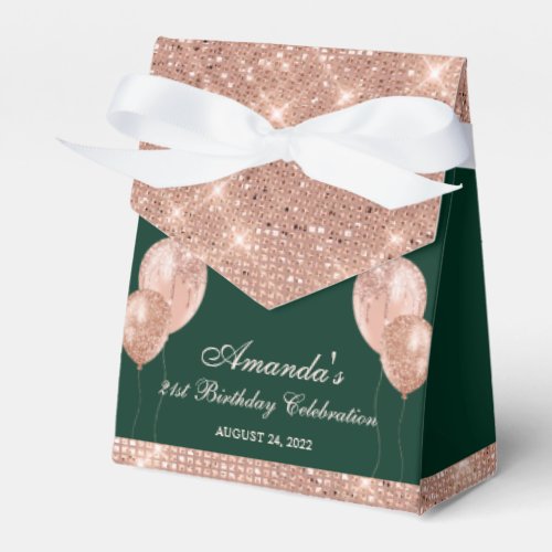 Customizable Glam Emerald Green and Rose Gold Favor Boxes