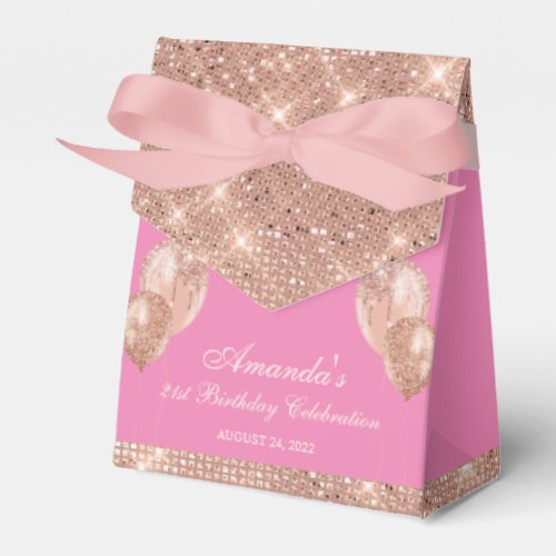 Customizable Glam Emerald Pink and Rose Gold Favor Boxes