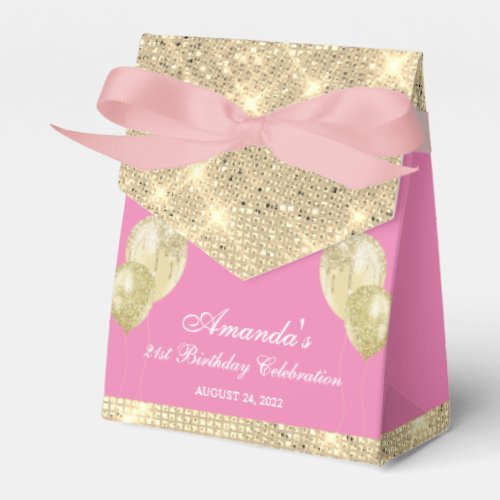 Customizable Glam Pink and Gold Favor Boxes