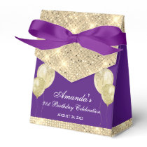 Customizable Glam Purple and Gold Favor Boxes