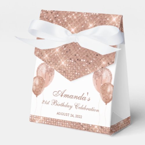 Customizable Glam White and Rose Gold Favor Boxes