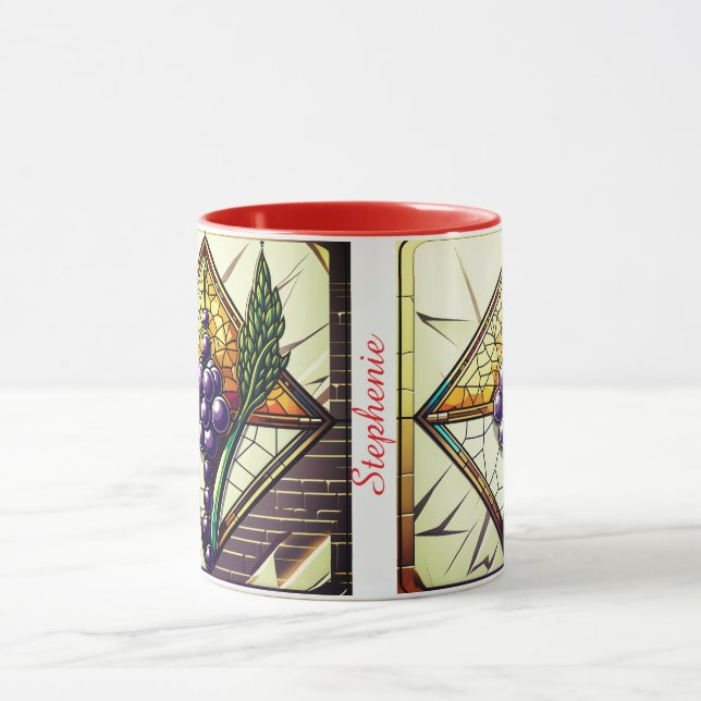 Customizable glass mug with grapes and wheat (Center)
