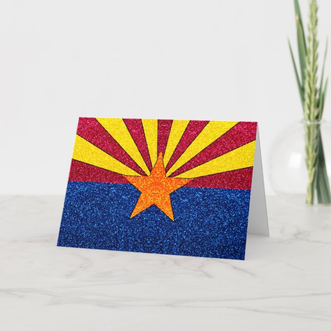 Customizable glitter Arizona flag greeting card (Front)