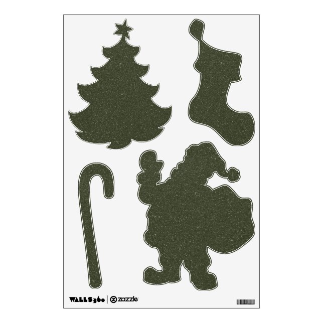Customizable Glitter Moss Green Holiday Decals (Front)