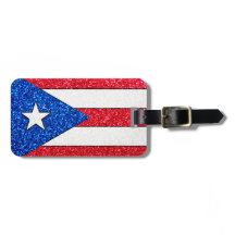 Customizable glitter Puerto Rico flag luggage tag