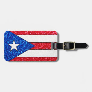 Customizable glitter Puerto Rico flag luggage tag