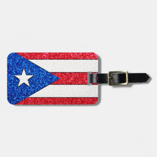 Customizable glitter Puerto Rico flag luggage tag