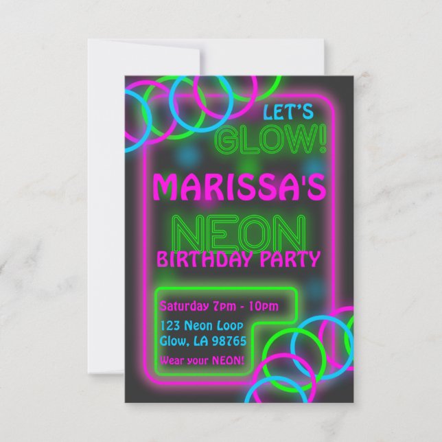 Customizable Glow Party Invitation (Front)