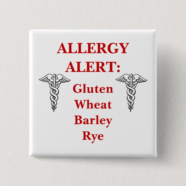 Customizable Gluten Allergy Button (Front)