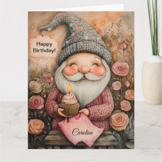 Customizable Gnome Birthday Design Card