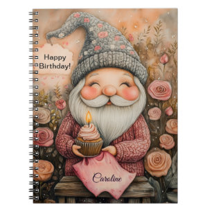 Customizable Gnome Birthday Design Notebook
