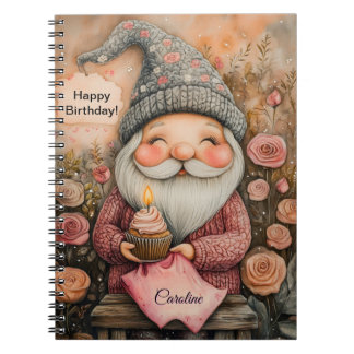Customizable Gnome Birthday Design Notebook