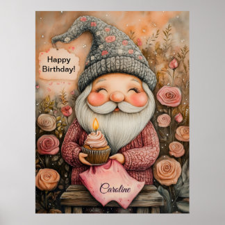Customizable Gnome Birthday Design Poster