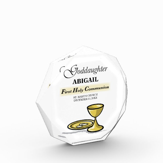 Customizable, Goddaughter First Communion Chalice Award (Left)