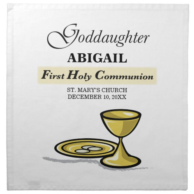 Customizable, Goddaughter First Communion Chalice Napkin (Front)