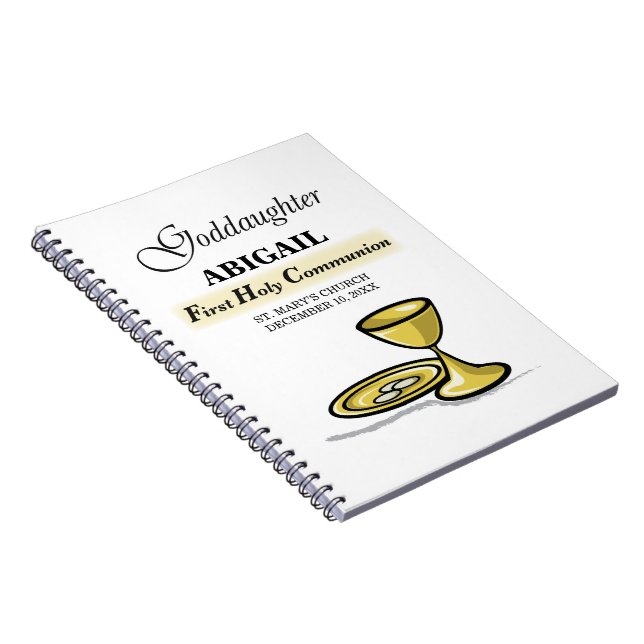 Customizable, Goddaughter First Communion Chalice Notebook (Right Side)