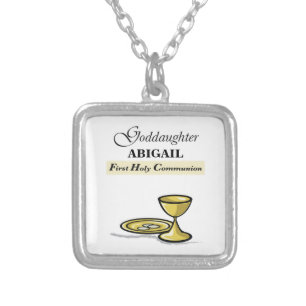 Customizable, Goddaughter First Communion Chalice Silver Plated Necklace