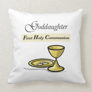 Customizable, Goddaughter First Communion Chalice Throw Pillow