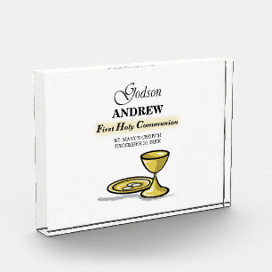 Customizable, Godson First Communion Chalice Acrylic Award