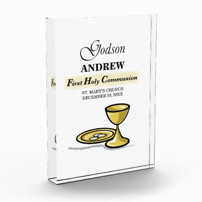Customizable, Godson First Communion Chalice Award (Left)
