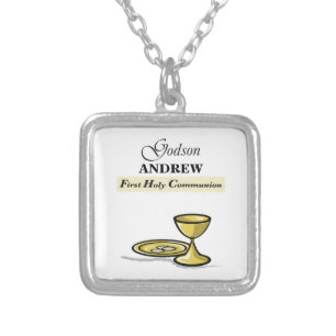 Customizable, Godson First Communion Chalice Silver Plated Necklace