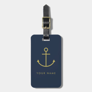 Customizable Gold Anchor Luggage Tag