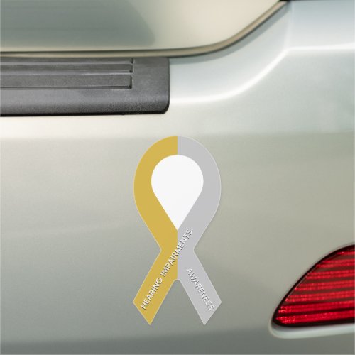 Customizable Gold and Silver Ribbon Car Magnet