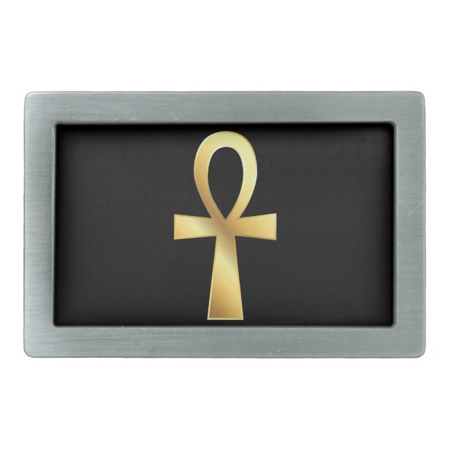 Customizable Gold Ankh Belt Buckle (Front)