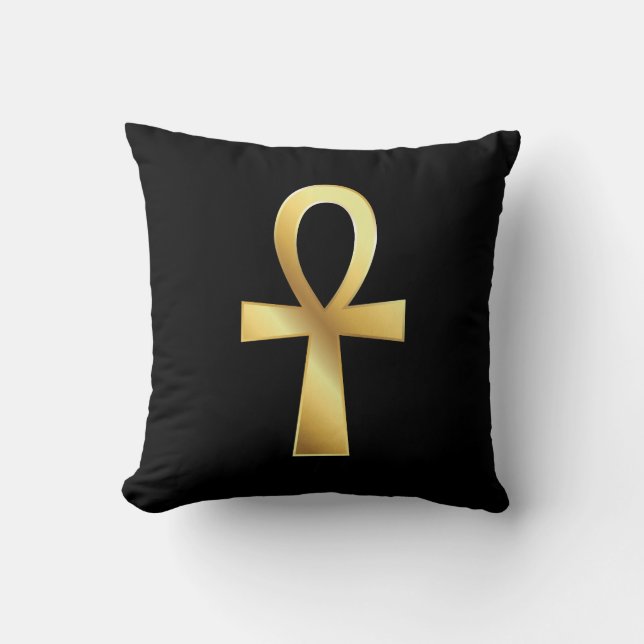 Customizable Gold Ankh Egyptian Symbol Pillow (Front)