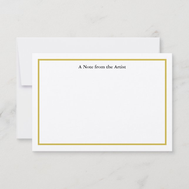 Customizable Gold Artist Thank You Note Card (Front)