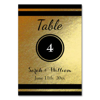 Customizable Gold/Black WEDDING TABLE NUMBER CARD
