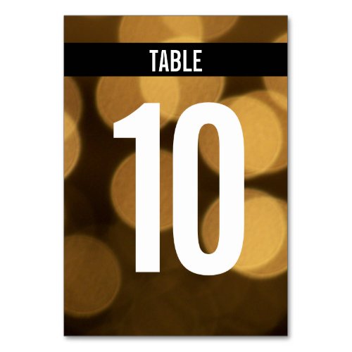 Customizable Gold Bokeh Lights Table Cards