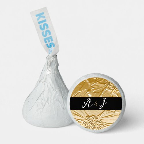 Customizable Gold Floral Bride  Groom Monograms Hersheys Kisses