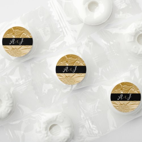 Customizable Gold Floral Bride  Groom Monograms Life Saver Mints