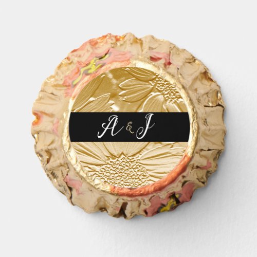 Customizable Gold Floral Bride  Groom Monograms Reeses Peanut Butter Cups