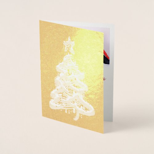 Customizable Gold foil Christmas card red green