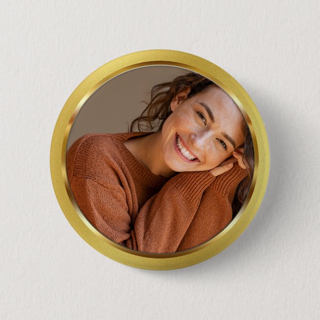 Customizable Gold Frame Photo Button (Front)