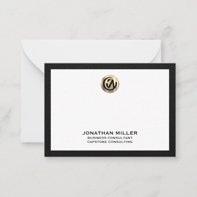 Customizable Gold Logo Consulting Flat Notecard (Front)