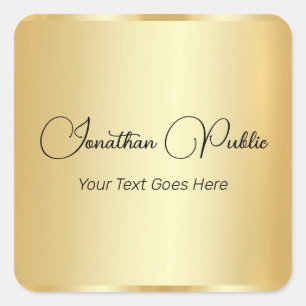 Customizable Gold Look Calligraphy Script Template Square Sticker
