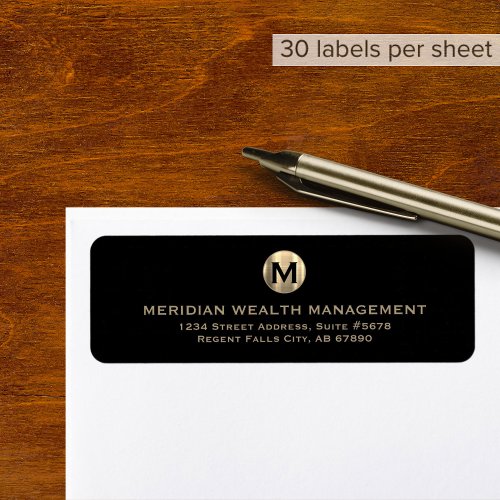 Customizable Gold Monogram Financial Planner Label